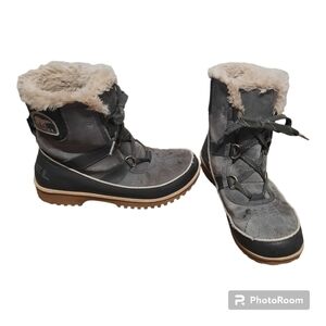 Sorel Womens Tivoli II Gray Suede Winter Boots Size 7